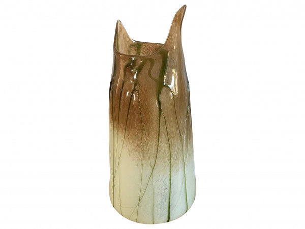 Vase Glas groß Selva Verde massiv grün und beige braun 44cm von Gilde