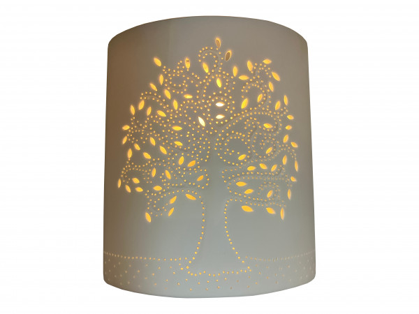 Porzellan Prickel-Lampe in Ellipsenform Lebensbaum