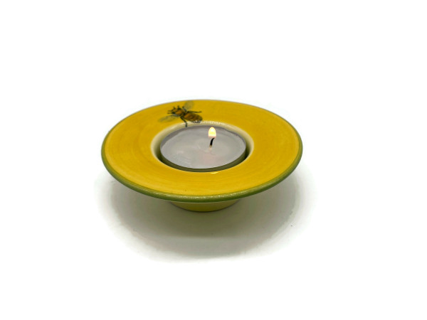 Zeller Keramik Biene Teelichtleuchter m. weissem Teelicht 9 cm