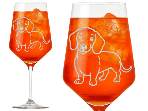 eXODA Dackel Weinglas mit Gravur spülmaschinenfest für DackelFans zum entspannten Trinken in geselliger Runde - handwerklich gefertigt und mit sozialer Verantwortung vereint