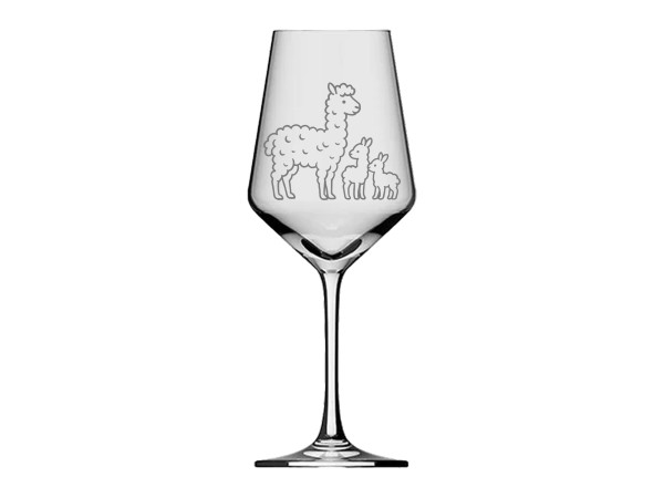 Weinglas mit niedlichen Alpakas 350ml spülmaschinenfest ideal für Wein Saft Cocktails