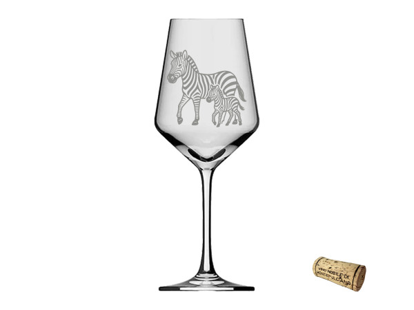 eXODA Weinglas Gravur Zebra mit Baby - 350ml absolut spülmaschinenfest