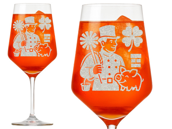 Valhalla Weinglas mit Gravur Schornsteinfeger Glücksbringer 350ml spülmaschinenfest