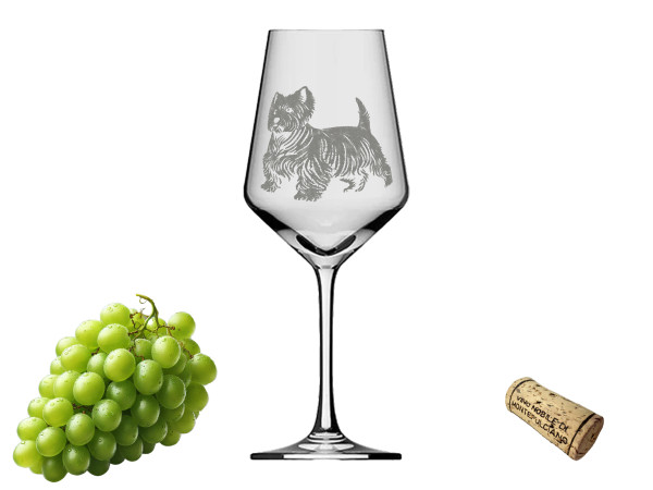 eXODA Weinglas West Highland Terrier Lasergravur für Kenner Füllmenge 350 ml made in Germany spülmaschinenfest Höhe 21 cm Durchmesser 8 cm geeignet für Westi-Liebhaber