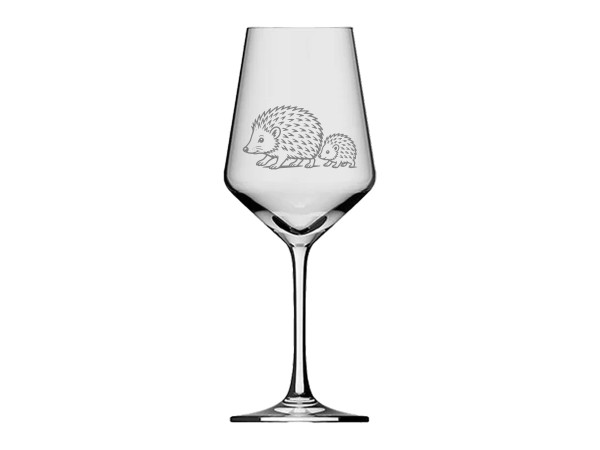 eXODA Weinglas Gravur Igel mit Igelkind spülmaschinenfest niedliche Tiere Höhe 21 cm Füllmenge 350 ml perfekter Begleiter für Weinliebhaber bei geselligen Anlässen