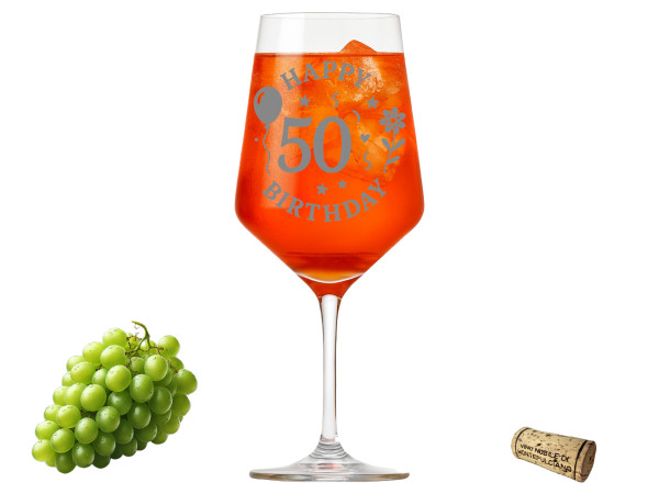 Valhalla Weinglas Gravur Happy Birthday 50 - 350ml absolut spülmaschinenfest