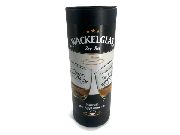 Wackelgäser Wackelglas der Klügere kippt nach im 2er Set Whisky Rum Tumbler