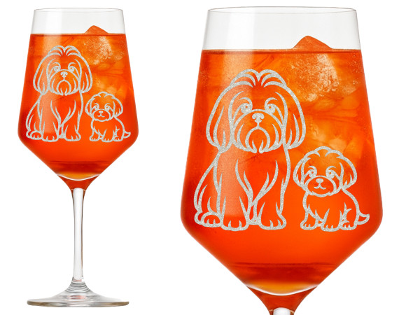 eXODA Dackel Weinglas mit Gravur Shih Tzu spülmaschinenfest