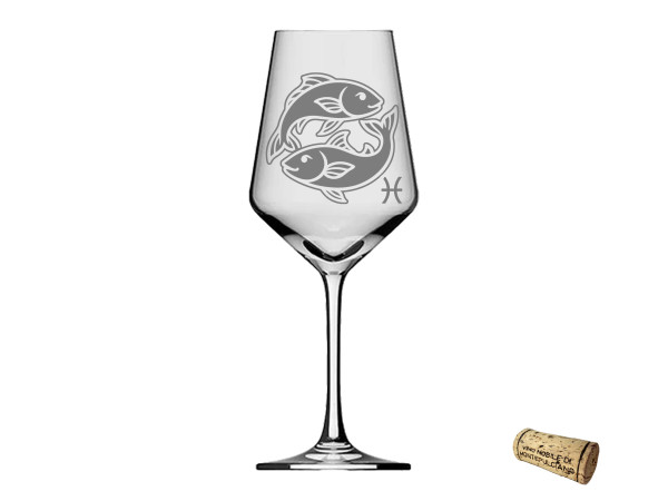 Exoda Weinglas Sternzeichen Fisch 350ml spülmaschinenfest mit präziser Gravur ideal für festliche Anlässe und gesellige Abende bietet stilvolles Trinken bei jedem Anlass