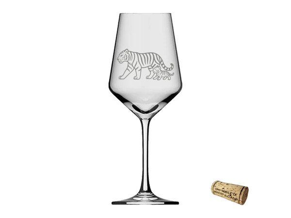 eXODA Weinglas Gravur Tiger mit Baby - 350ml absolut spülmaschinenfest