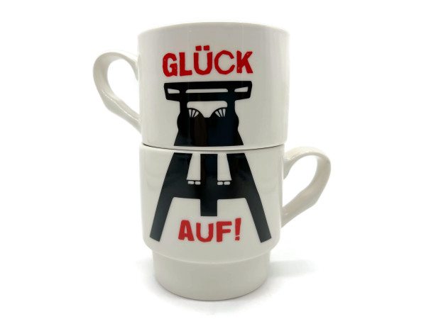 Porzellan Stapeltasse Glück Auf im 2er Set - die Tasse mit dem Bergmannsgruß