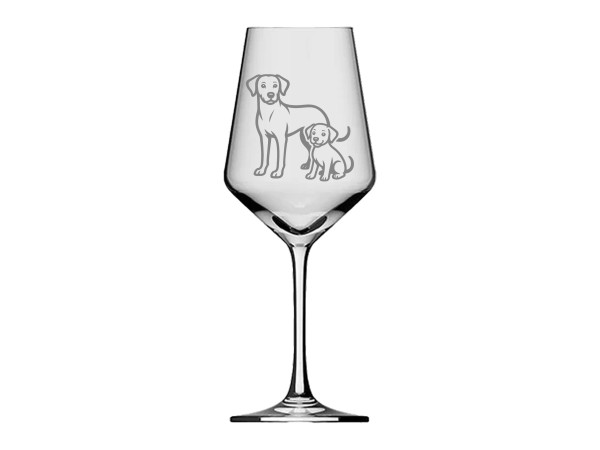 eXODA Weinglas Rhodesian Ridgeback mit Welpen spülmaschinenfest für gesellige Abende entspannte Momente charmantes Design unterstützt Menschen mit Behinderung.