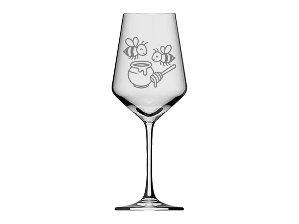 eXODA Spülmaschinenfestes Weinglas mit Honigbienen Gravur für gesellige Runden aus hochwertigem Glas 350 ml Füllmenge ideal für Weinliebhaber und besondere Anlässe