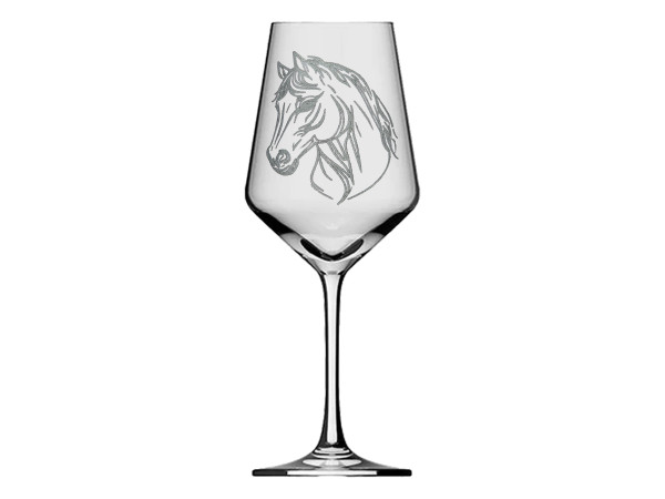 eXODA Weinglas Pferd Gravur Das Glück der Erde liegt auf dem Rücken der Pferde spülmaschinenfest Lasergravur Kunstwerk für Weinliebhaber 350 ml ideal für Pferdefans