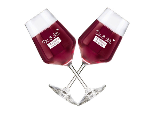 eXODA Weinglas Set aus 2 Gläsern Du & Ich für Stunden der Zweisamkeit