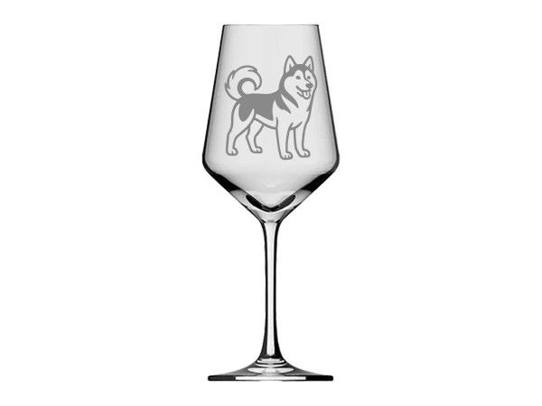 eXODA Weinglas mit Husky-Motiv langlebiges spülmaschinenfestes bruchsicheres Glas für Weinliebhaber ideal für Hochzeiten Jubiläen Feste 350 ml für Rot- und Weißwein