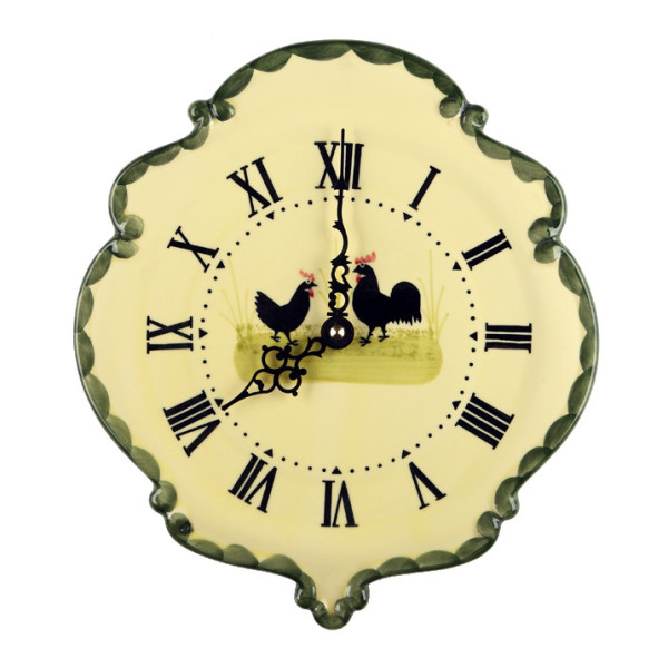Zeller Keramik Hahn und Henne Uhr