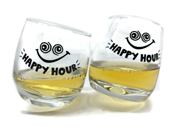 Wackelgäser Happy Hour Wackelglas im 2er Set Whisky Rum Tumbler