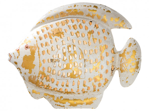 Fisch Wanddekoration 3D Wandrelief Laterne aus Metall Wandkunst Metallbild