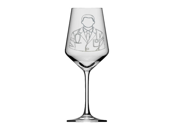 eXODA Weinglas für Ärzte graviert spülmaschinenfest hochwertiges Glas zeitloses Design für Rot-und Weißwein 350 ml 21 cm hoch 8 cm Durchmesser soziale Verantwortung Handwerkskunst