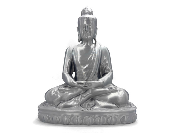 Buddha Mangala Silber sitzende Figur 25 cm Statue Figur Skulptur groß