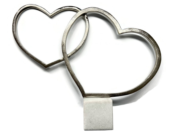 Aluminium Herz Herzensangelegenheit auf Marmorsockel