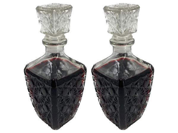 eXODA Karaffen Set Whisky aus Glas mit Deckel auch für Wein tolle Deko für Wasser 04l 2 Karaffen mit Struktur flässig elegant Stilvoll als Geschenk geeignet für alle Getränke