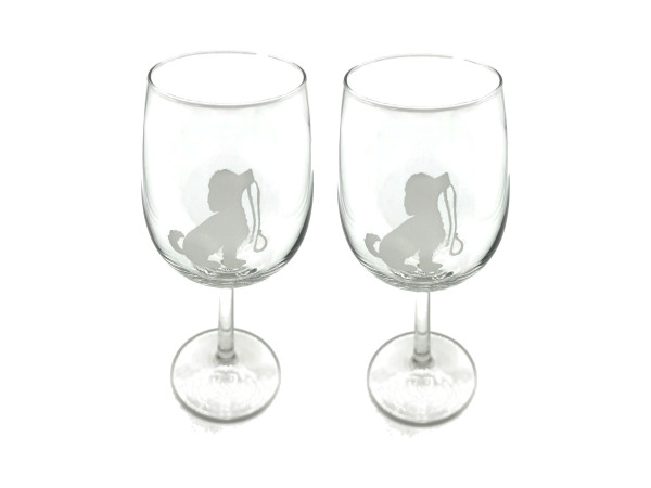 eXODA Weinglas „Josie“ Pudel -Set besteht aus 2 Gläsern Hund mit Leine in der Schnauze