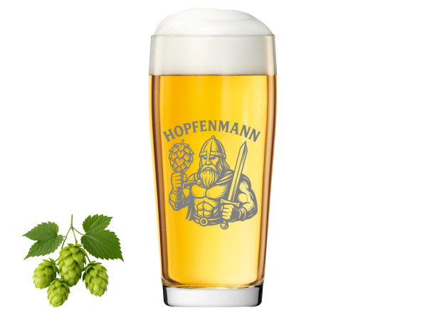 Valhalla Bierglas Gravur Hopfenmann - 500ml absolut spülmaschinenfest