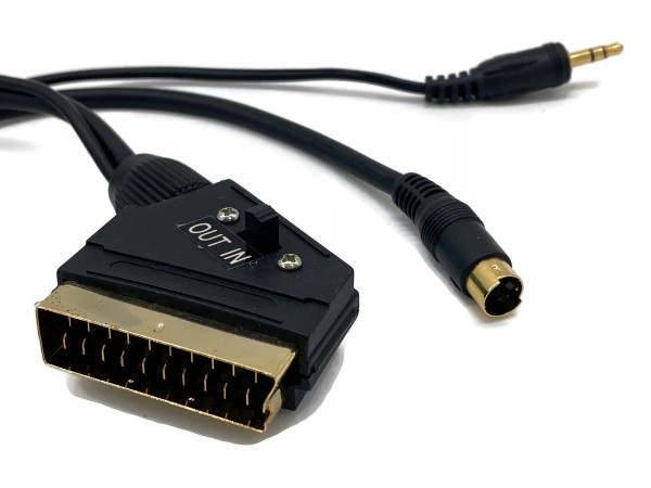 S-Video / Klinke 3,5mm Stecker auf Scart Stecker 3m Kabel mit IN OUT Umschalter