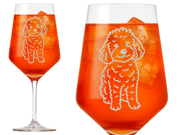 Exoda Weinglas Pudelmotiv 350ml spülmaschinenfest ideales Geschenk für Pudel-Liebhaber und Weinfreunde stilvoll geeignet für gemütliche Abende mit gravierter Pudel-Darstellung.