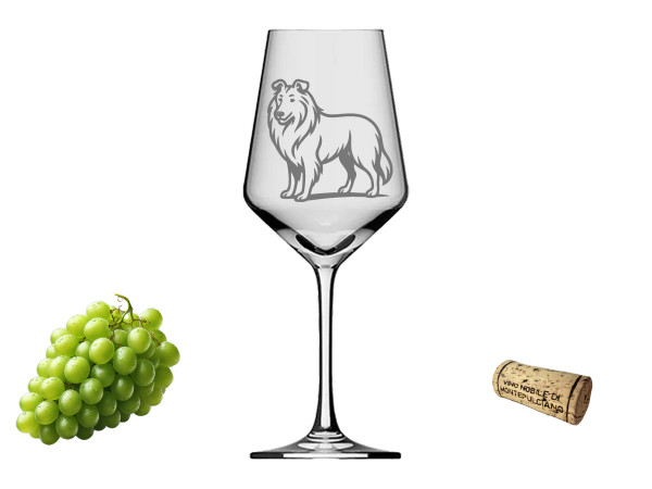 eXODA Weinglas Collie Designerstück für echte Kenner spülmaschinenfest Füllmenge ca. 350 ml perfekte 21 cm Höhe 8 cm Durchmesser für stilvolles Weinvergnügen und Sammler