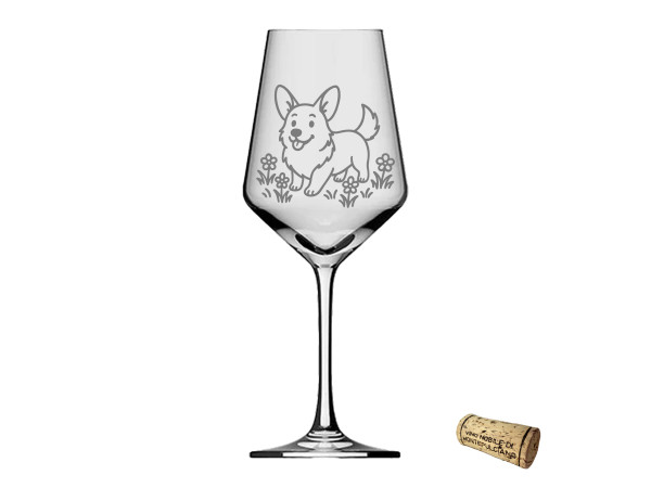 eXODA Weinglas Gravur Corgi - 350ml absolut spülmaschinenfest