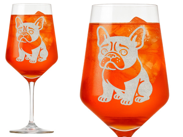 eXODA Weinglas Gravur Französische Bulldogge 350ml spülmaschinenfest geeignet für Hundeliebhaber Geschenk für Freunde mit charmantem Design für gesellige Abende