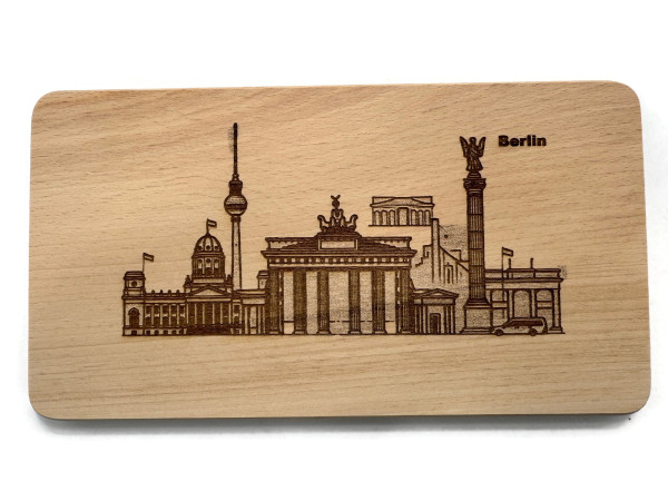 Frühstücksbrettchen Motiv Berlin Wahrzeichen aus echtem Buchenholz