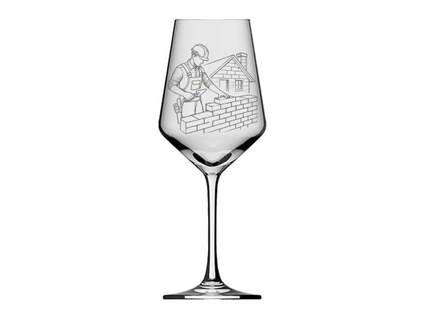 eXODA Weinglas Gravur Maurer 350ml spülmaschinenfest stilvolles Geschenk für Weinliebhaber modernes Design und Handwerkskunst für alle Anlässe geeignet