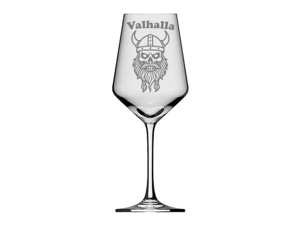 eXODA Weinglas Valhalla Wikinger-Design mit Totenkopf Gravur 300ml