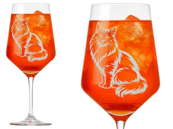 Valhalla 1x Weinglas Maine-Coon Katze Gravur 350 ml spülmaschinenfest - 21 cm x 8 cm