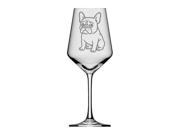 eXODA Weinglas Gravur Französische Bulldogge 350ml spülmaschinenfest geeignet für Hundeliebhaber Geschenk für Freunde mit charmantem Design für gesellige Abende