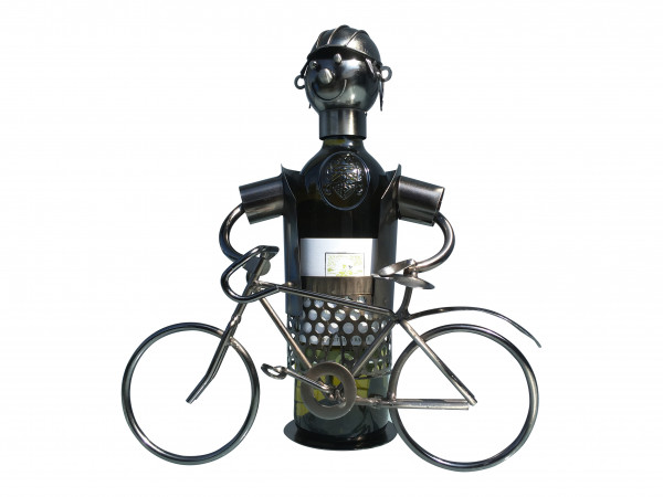 Weinflaschenhalter Metall Figuren Fahrrad Radfahrer Werner Deko 