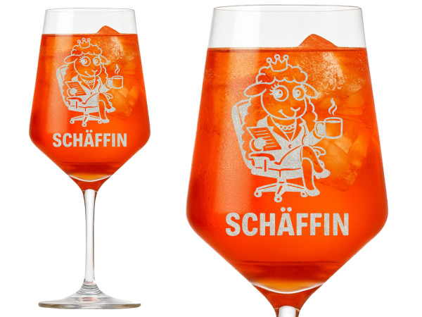 Exoda Weinglas Gravur Puppa Schaf die Schäffin 350ml spülmaschinenfest