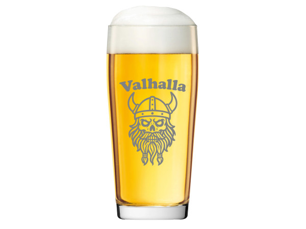 Valhalla Bierglas Gravur Wikinger 500ml spülmaschinenfest für gesellige Abende mit Freunden das ideale Trinkglas für Feiern und gesellige Zusammenkünfte von Exoda