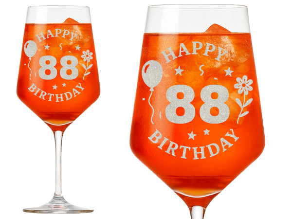 Valhalla 1x Weinglas Gravur Happy Birthday 88 Geburtstag 350ml spülmaschinenfest