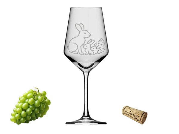 eXODA Graviertes Osterhasen-Weinglas 350ml spülmaschinenfest 21cm hoch 8cm Durchmesser perfekt für Weinliebhaber Feste besondere Anlässe soziale Verantwortung Handwerkskunst
