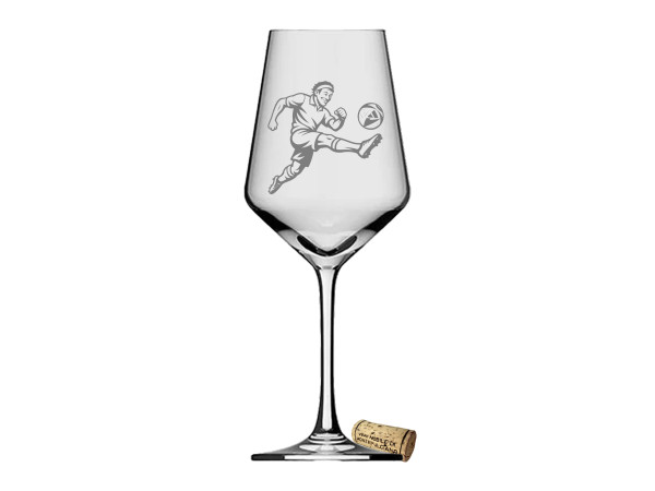 eXODA Weinglas mit Fussballgravur spülmaschinenfest 350 ml ideal für gesellige Abende unterstützt soziale Projekte Inklusion und Gemeinschaft im ansprechenden Design