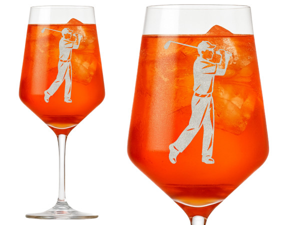 Exoda Weinglas mit Gravur für Golfer aus hochwertigem spülmaschinenfestem Glas elegantes Geschenk für Feiertage und private Anlässe ideal für edle Weine und Golfenthusiasten