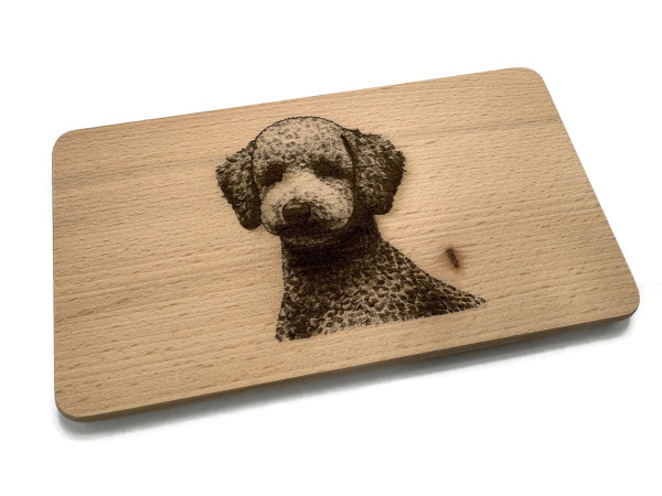 Frühstücksbrettchen Pudel Merlie Motiv aus echtem Buchenholz 22 x 12 x 1 cm