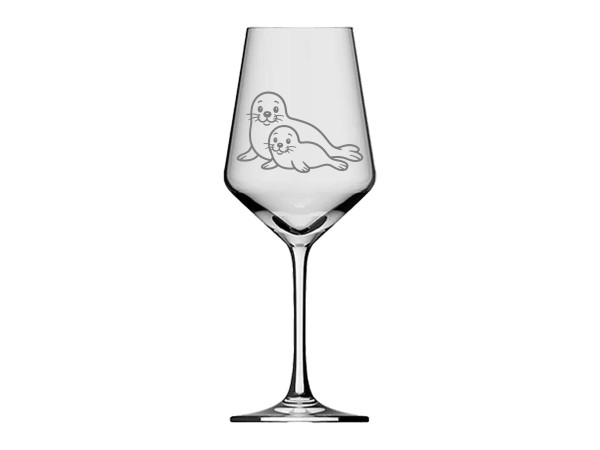 eXODA Weinglas Robbe mit Baby - tolles Design 300ml spülmaschinenfest