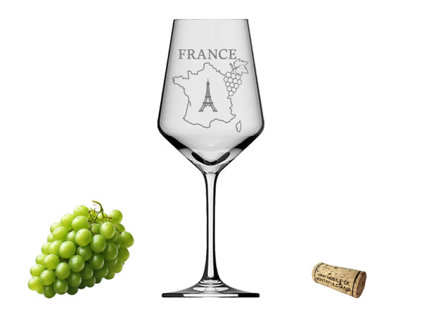 eXODA Weinglas Gravur Landkarte Frankreich 350ml spülmaschinenfest für entspannte Abende mit Freunden und besondere Anlässe geeignet für stilvolles Trinken und Gemeinschaftsprojekte
