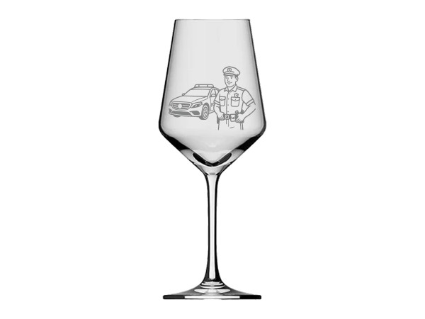 eXODA Weinglas Polizeimotiv langlebig spülmaschinenfest 350ml für Rot- und Weißwein ideal für gesellige Abende und als Geschenk charmantes Kuh-Kalb Design für besondere Momente